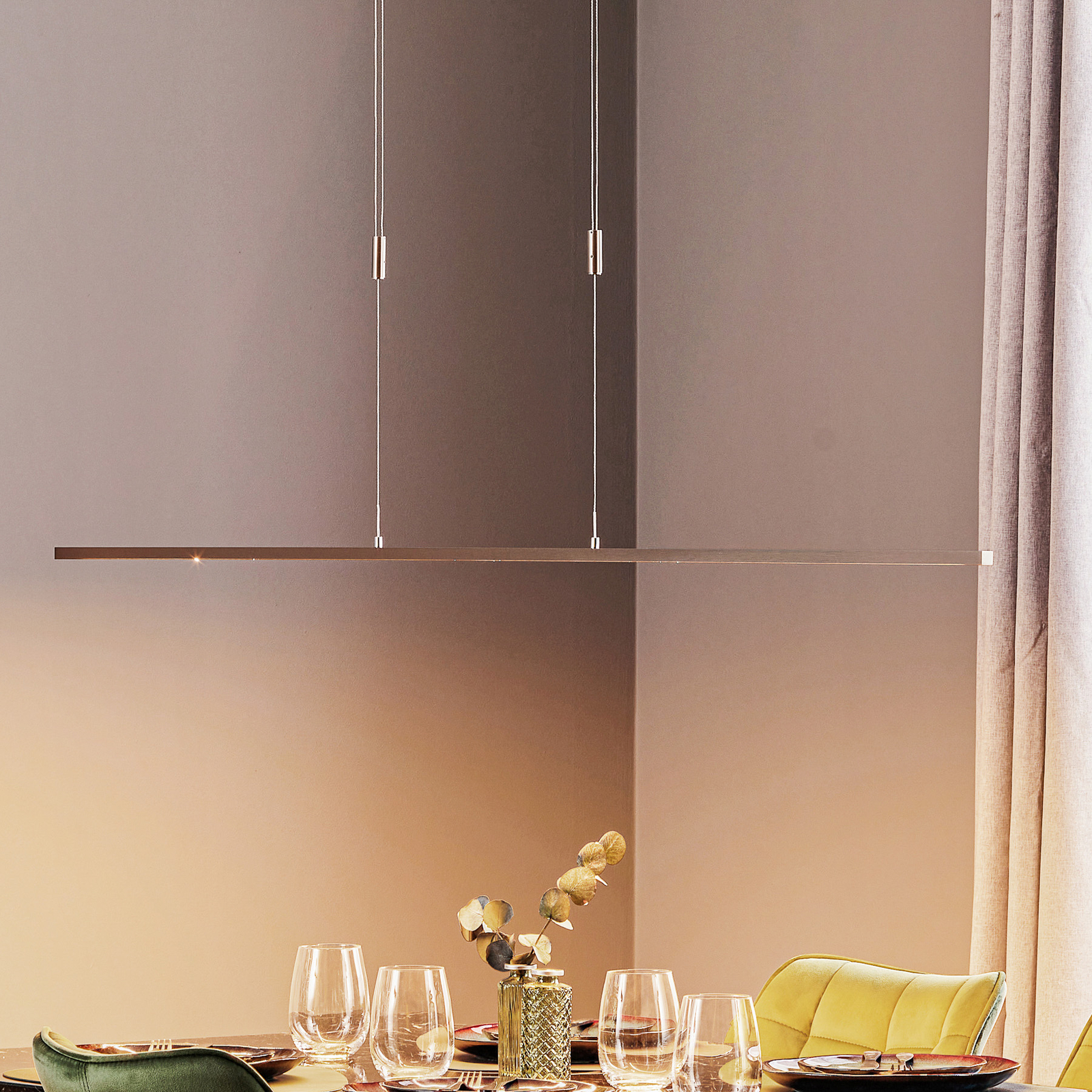 Rothfels Tolu LED hanging light, nickel, 178 cm