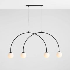 Lampada a sospensione Alison, nero/bianco, a 4 luci, ad arco, 129 cm