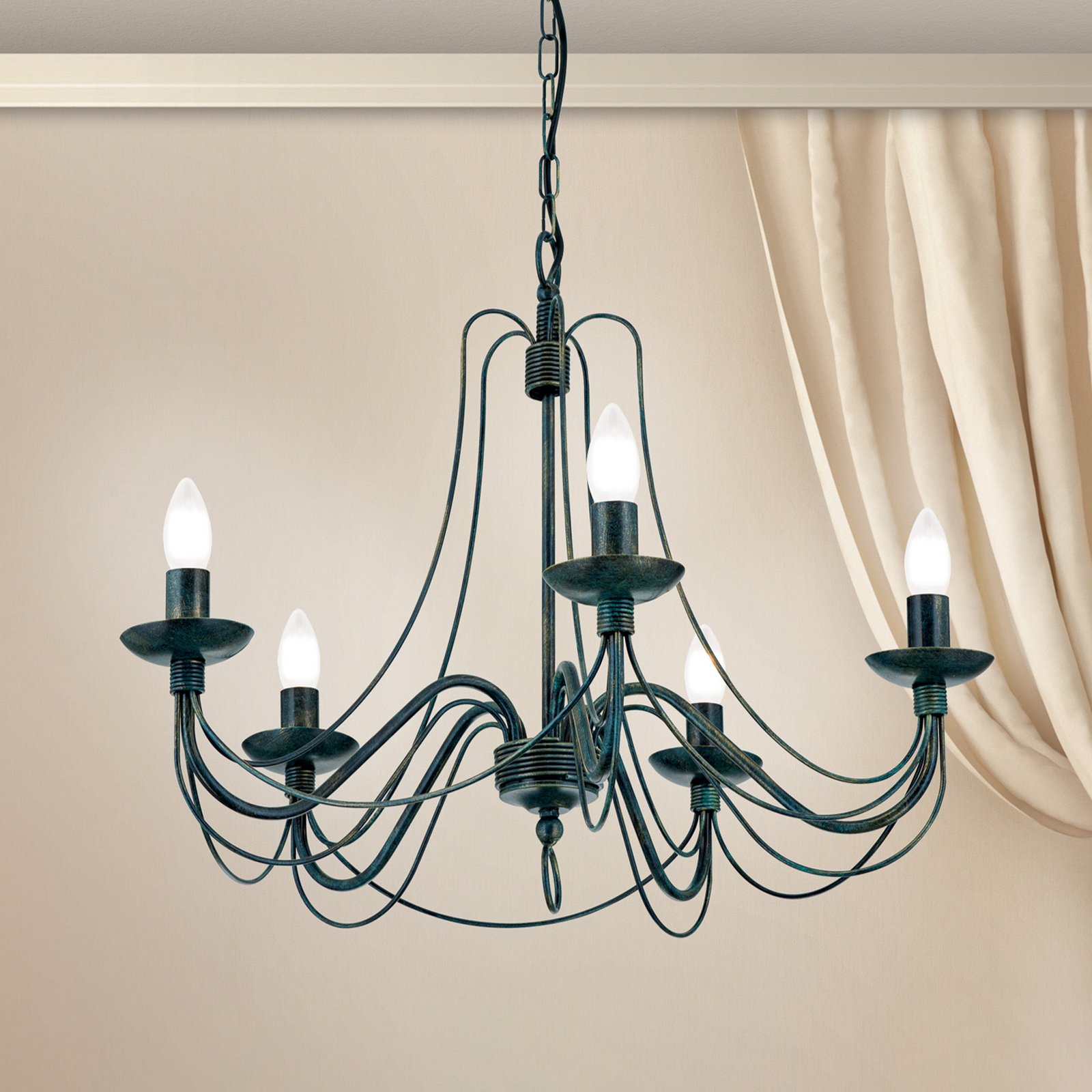 Clara Chandelier Country House Style Five Bulbs