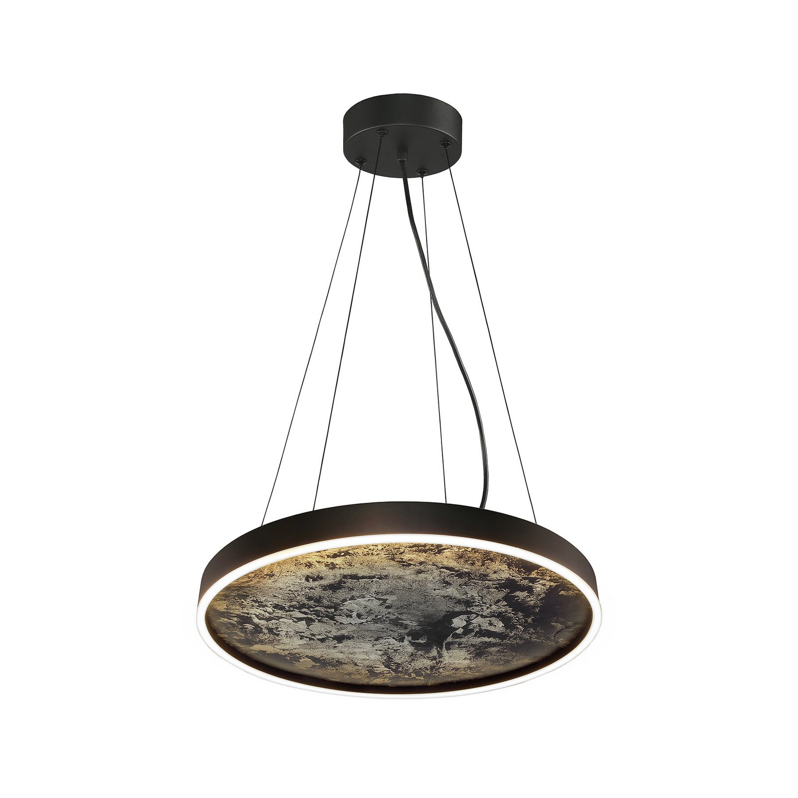 Akmens LED piekaramais gaismeklis, Ø 60 cm, CCT, melns, metāls, akrils