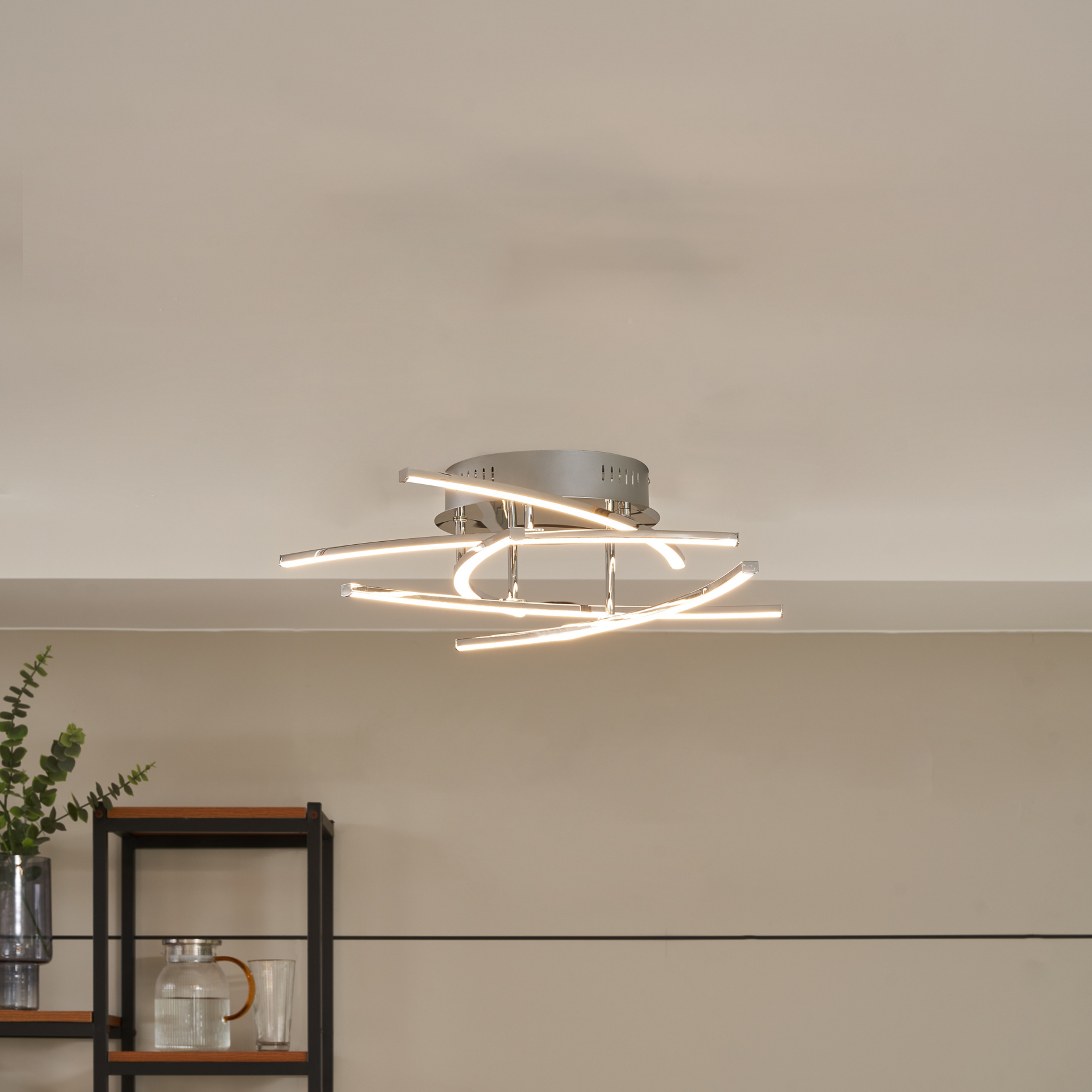 Lindby Flakira LED ceiling lamp, 5-bulb, chrome