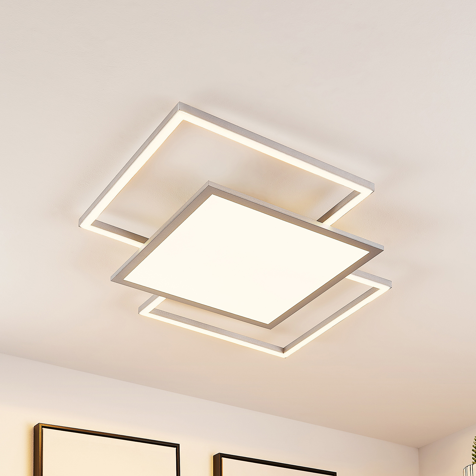 Lucande Ciaran plafonnier LED, carrés, CCT