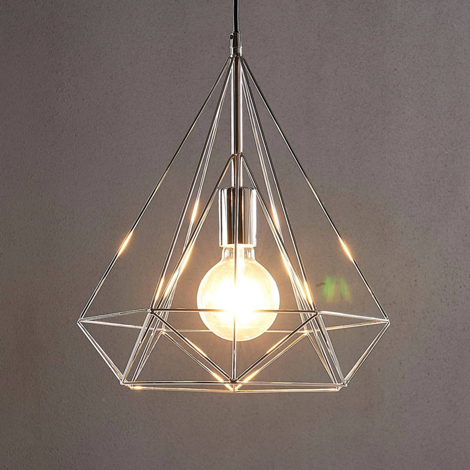 Photos - Chandelier / Lamp Lindby Chrome-plated pendant light Nael in cage shape 