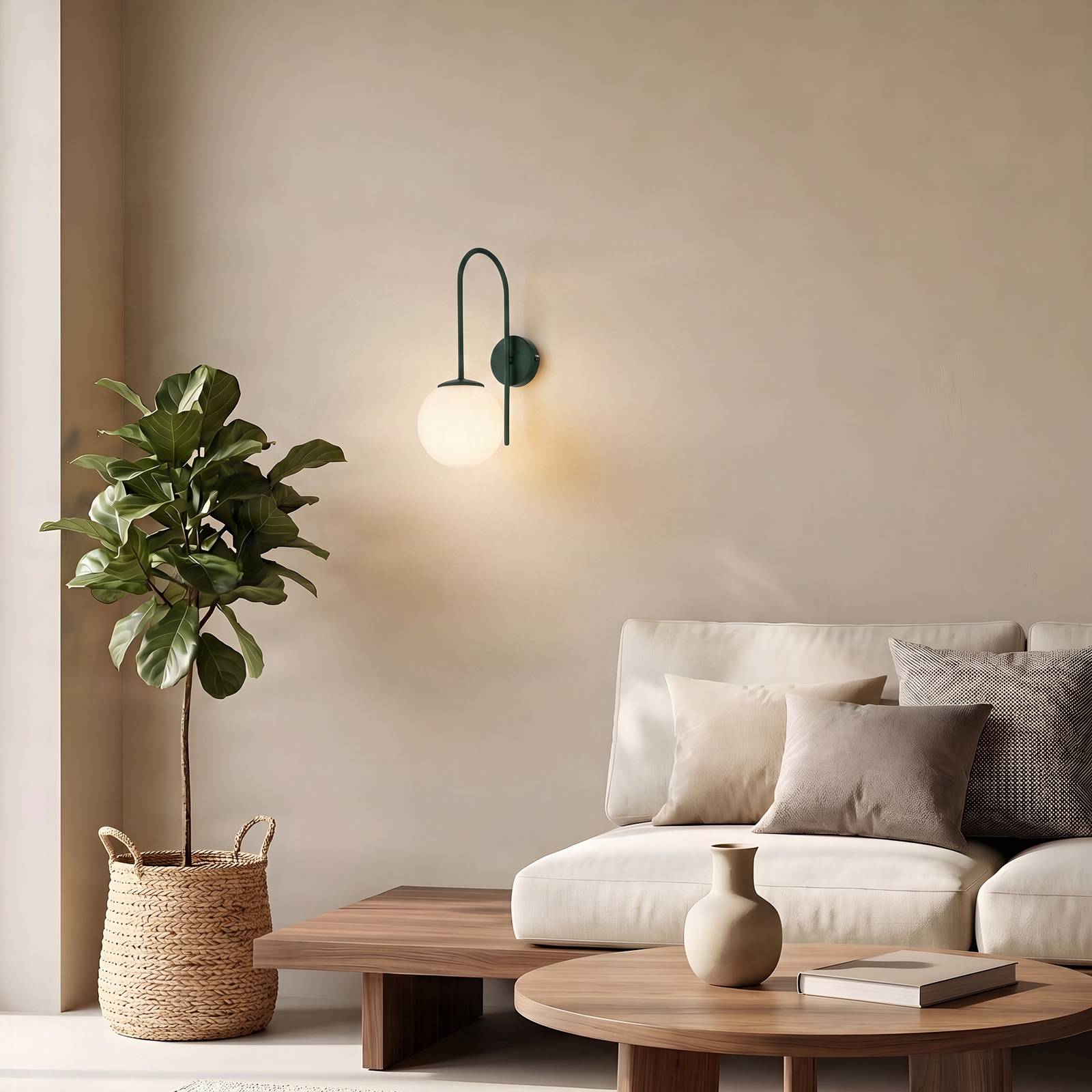 Luminex Wandlamp Cambridge, donkergroen, hoogte 34 cm, metaal/glas E14