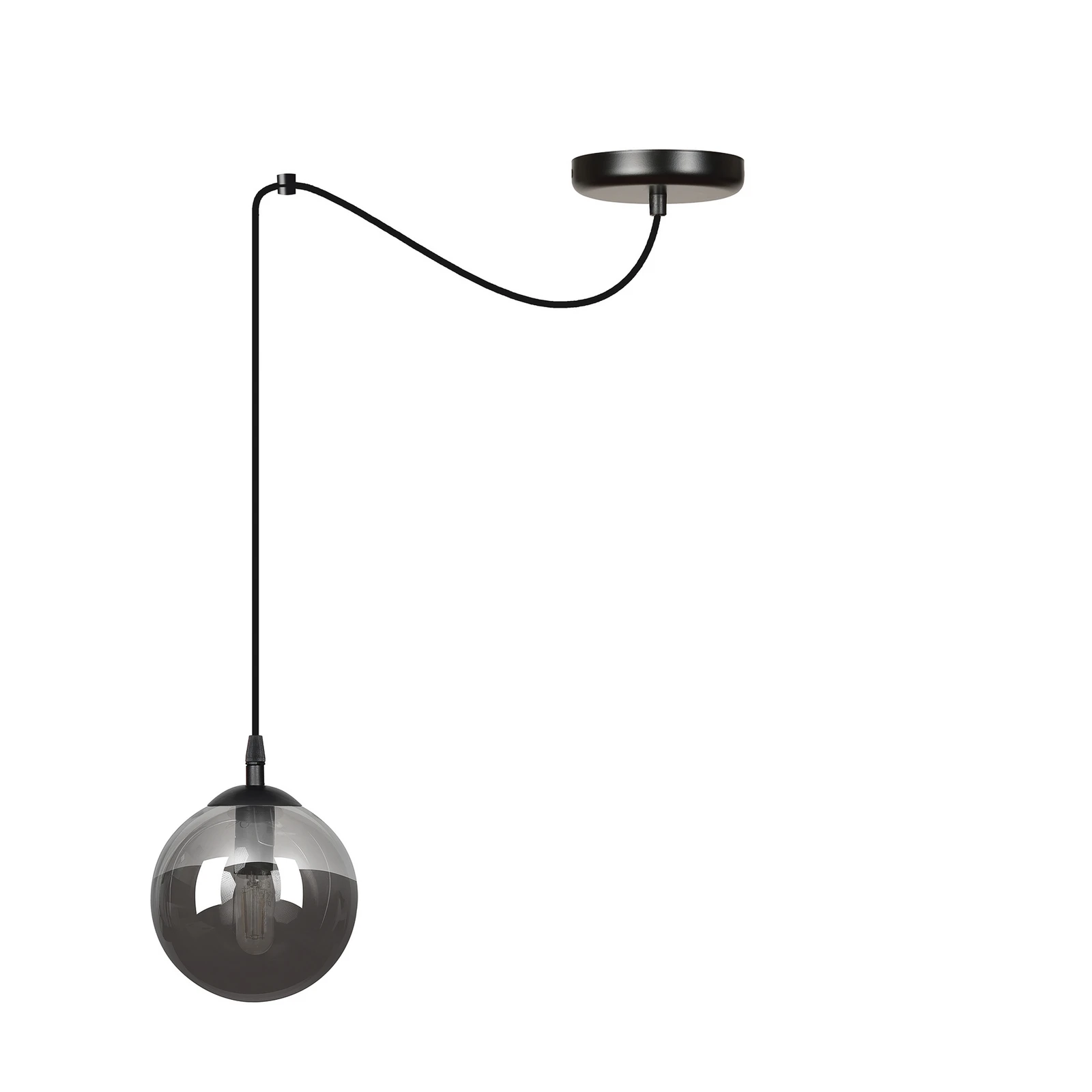 Hanglamp Glassy, decentrale, zwart, grafiet, glas, 14 cm