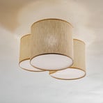 Plafonnier Mona Nature, 3 lampes, lin naturel