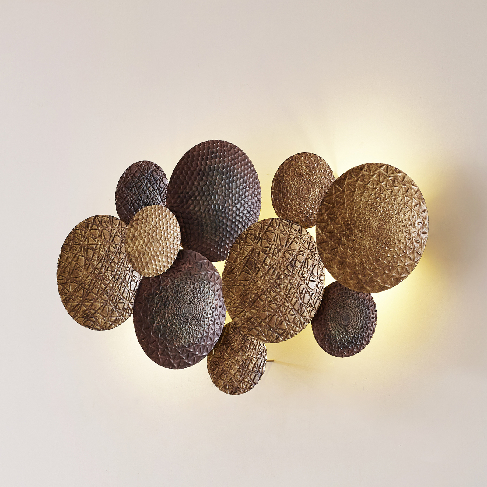 Aplique de pared Lindby Soraya, dorado/cobre, metal, 2 luces, 51cm