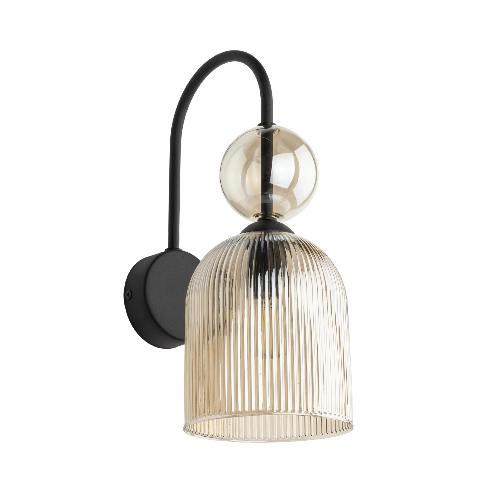 Applique murale Sophia, cognac/noir, verre, hauteur 33,5 cm, E14