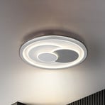 LED-taklampe Ruiz I, hvit/sølv, Ø 48 cm, CCT