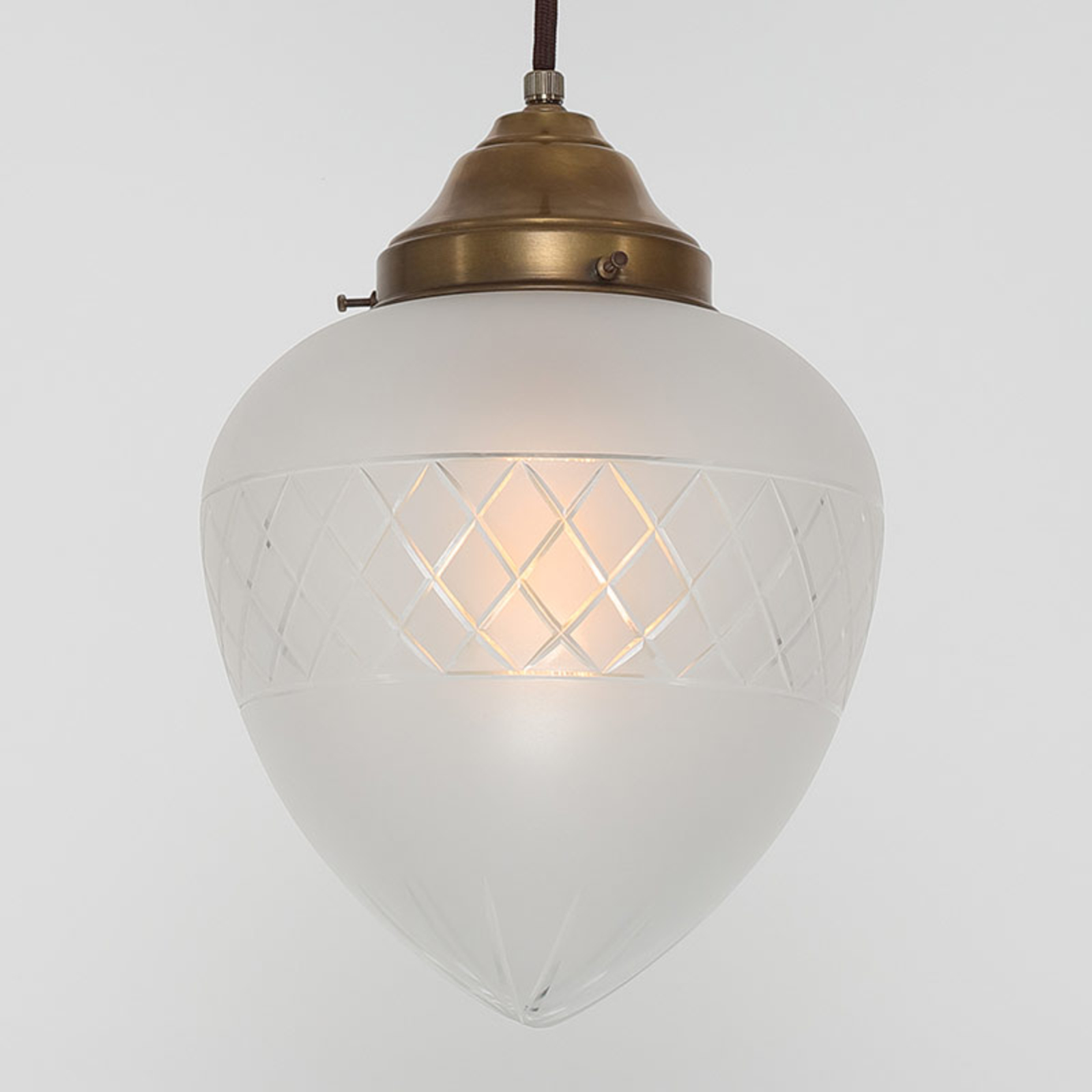 Berliner Messinglamp PS66 brass hanging light crystal matt, for Living / Dining Room, brass, glass, E27, 40 W, energy efficiency: A++, H: 29 cm