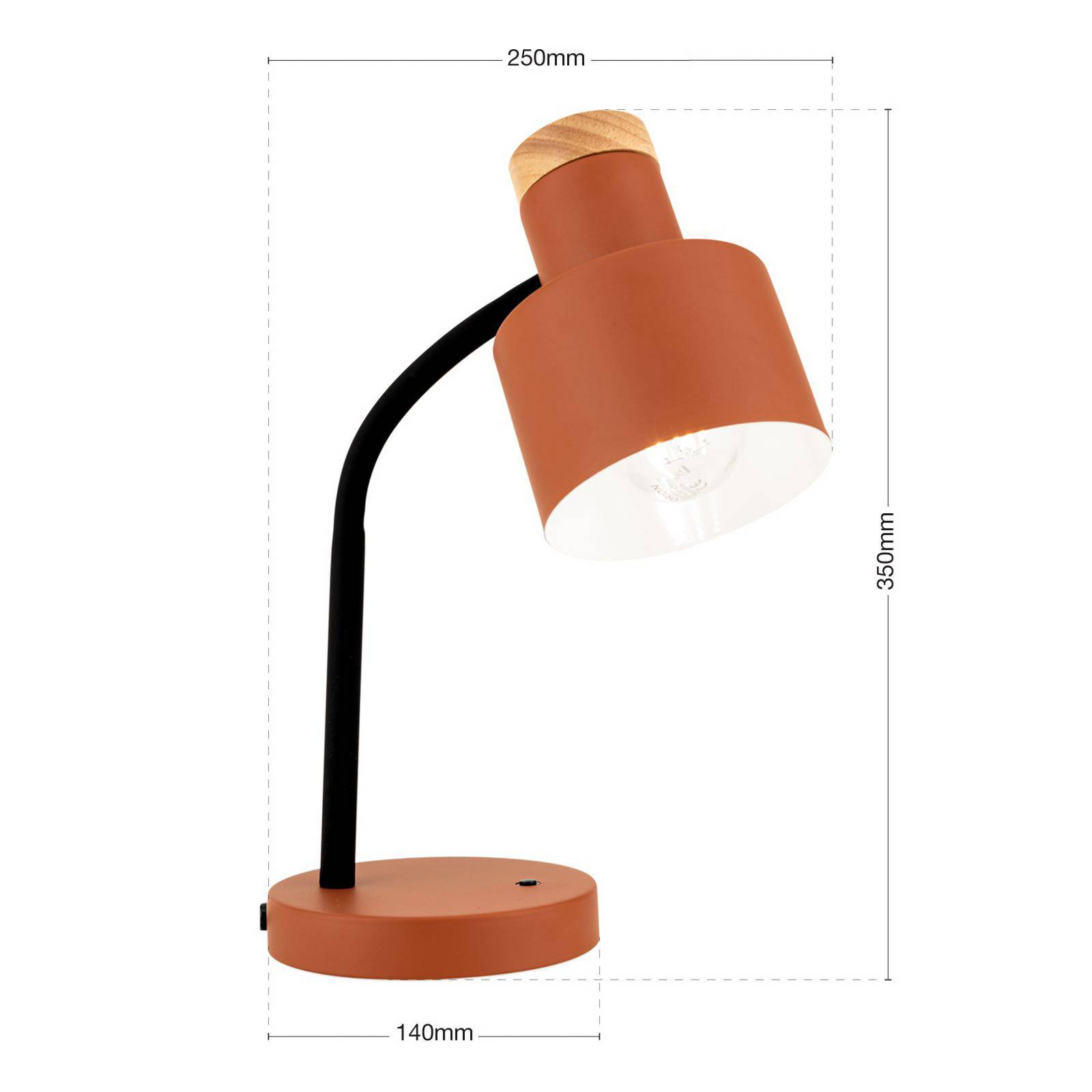 Lampa stołowa Gili, koralowa, stal, wysokość 35 cm, E27