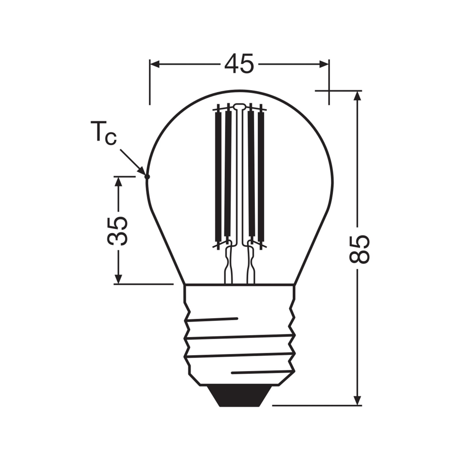 OSRAM LED-lambi tilk hõõgniit E27 2.2W 2700K 470lm