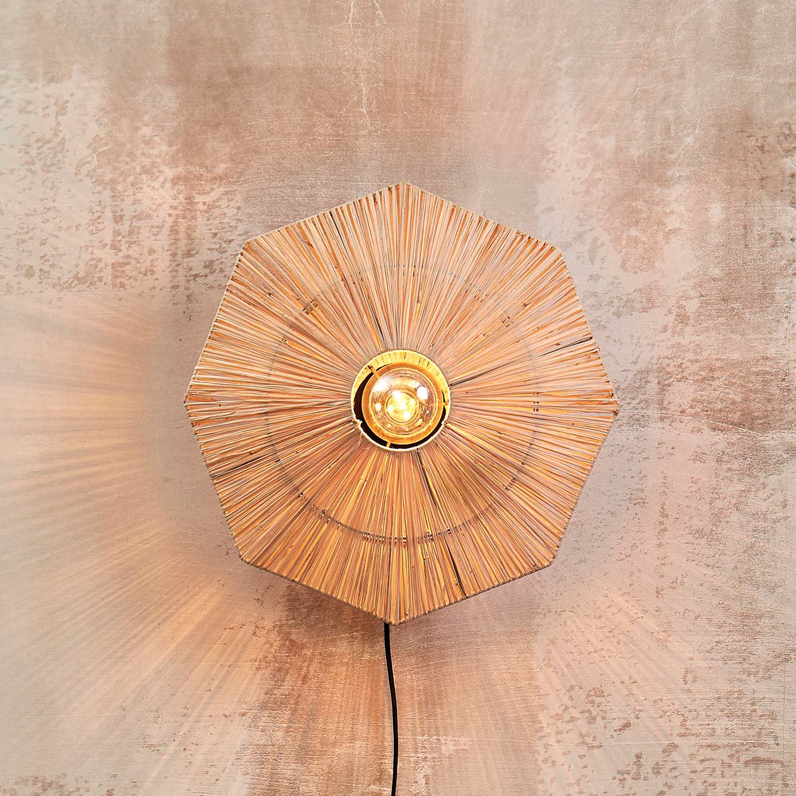 GOOD & MOJO Panama wall light, natural, Ø 45 cm, plug