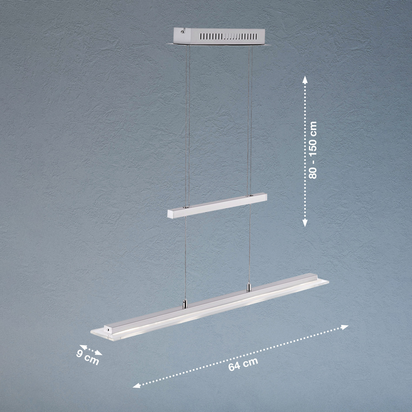 Suspension LED Tenso avec variateur, nickel 64 cm
