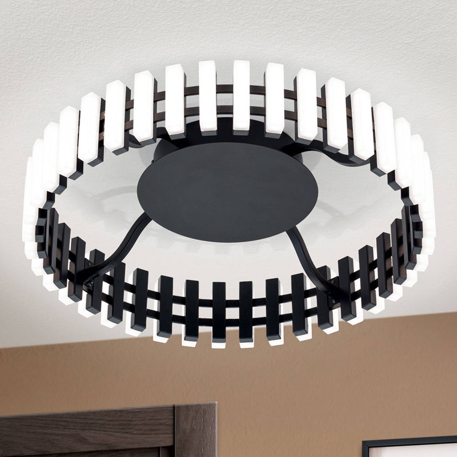 Lampa sufitowa LED Mansion, czarno-biała Ø 43 cm