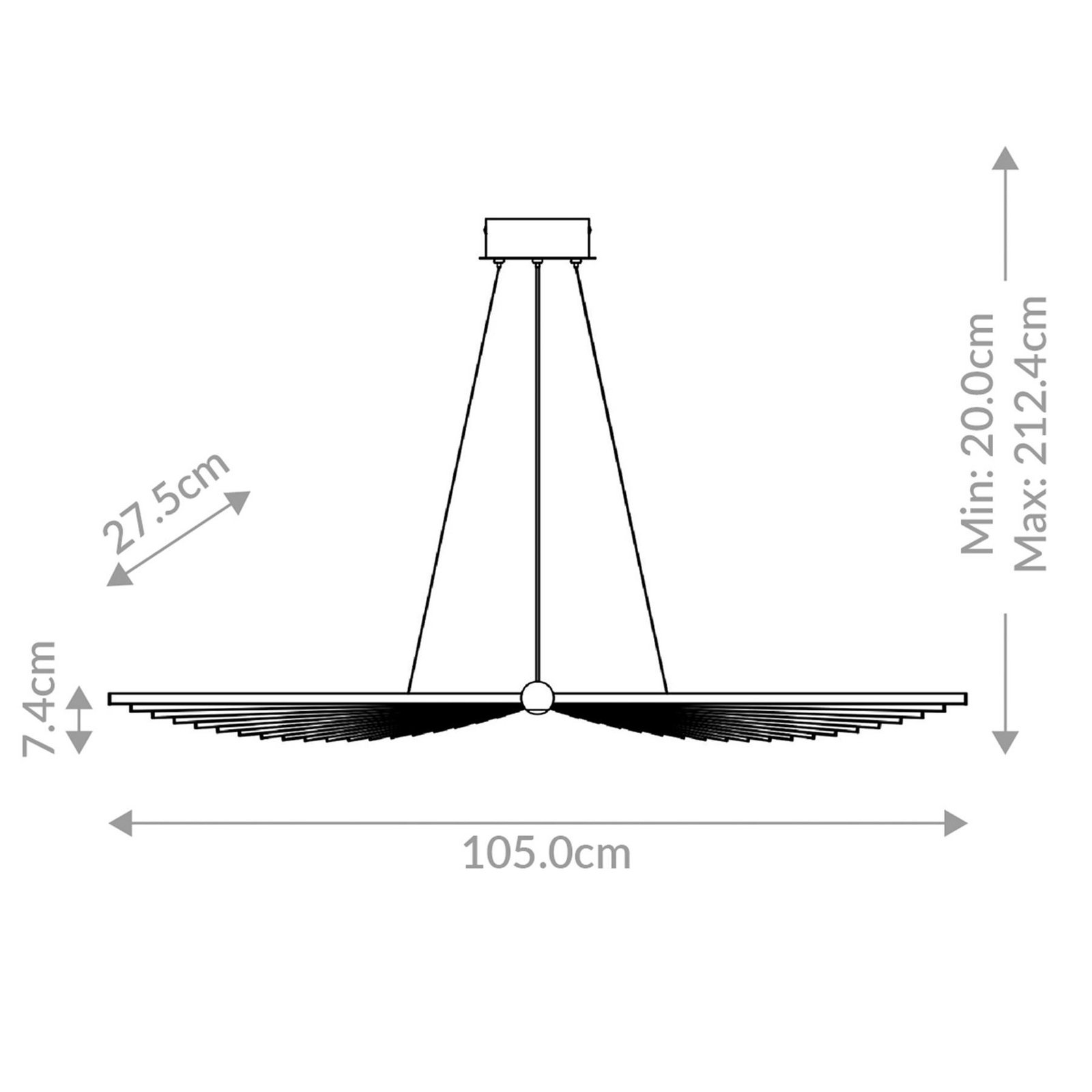 LED-Hängeleuchte SERAPH, schwarz matt, Länge 105 cm, Metall
