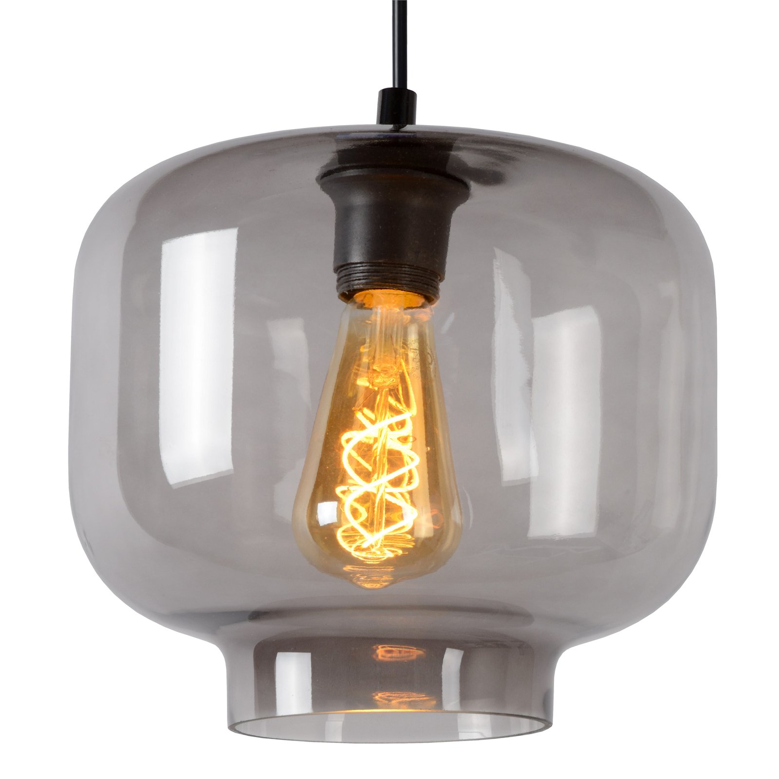 Medine pendant light, smoke grey, Ø 25 cm, glass, 1-bulb