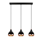 Yildo pendant light, length 65 cm, black/copper, metal