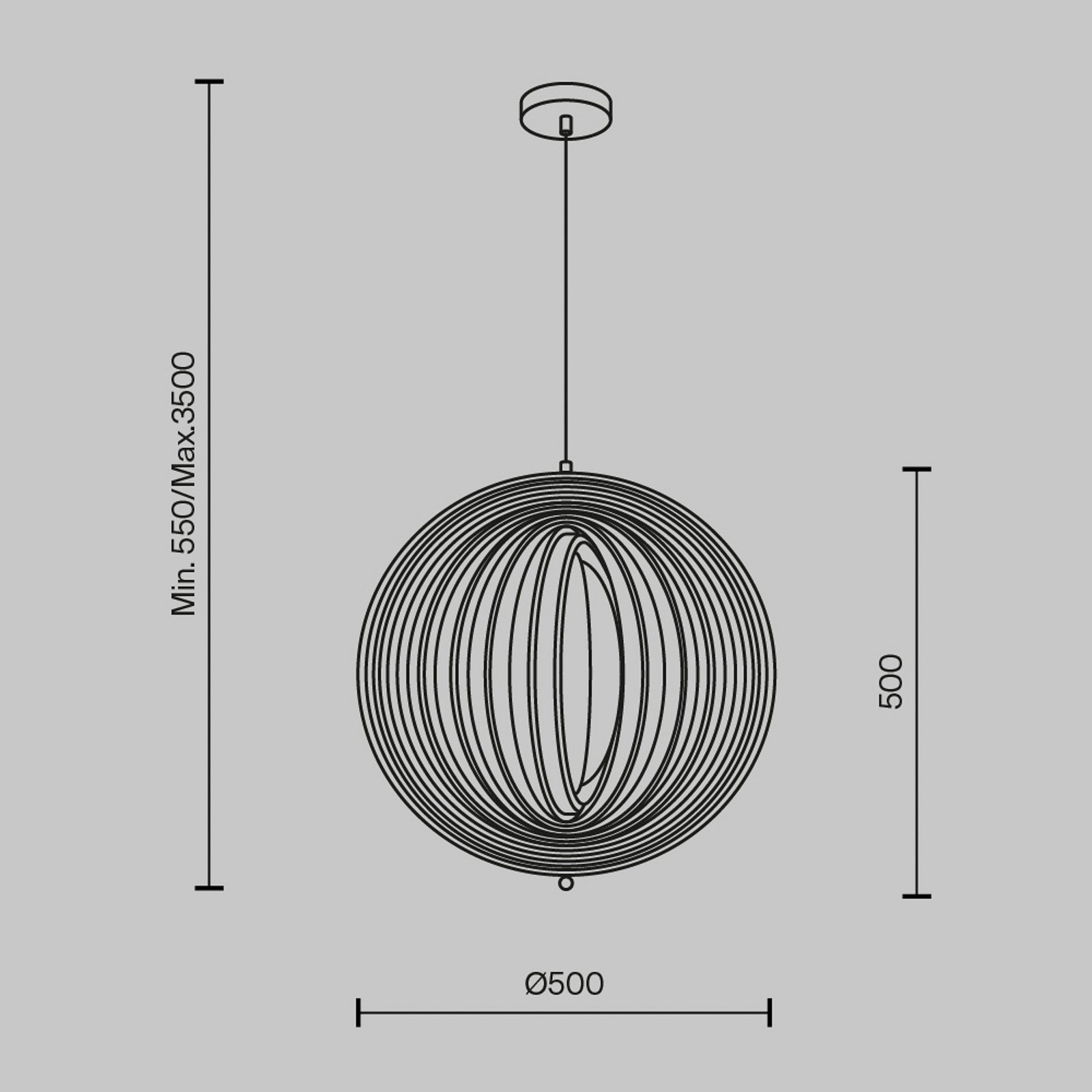 Maytoni Lampă suspendată Roots formă sferică Ø 50 cm lemn/negru - Camera de zi / sufragerie - lemn deschis negru