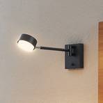 Lindby Wandlampe Kaylou, schwarz, Alu, Ausladung 37 cm