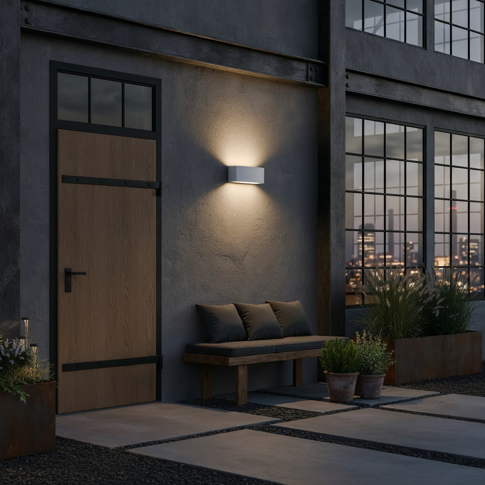 Ideal Lux Außenwandlampe Andromeda, grau, Breite 22 cm, Alu