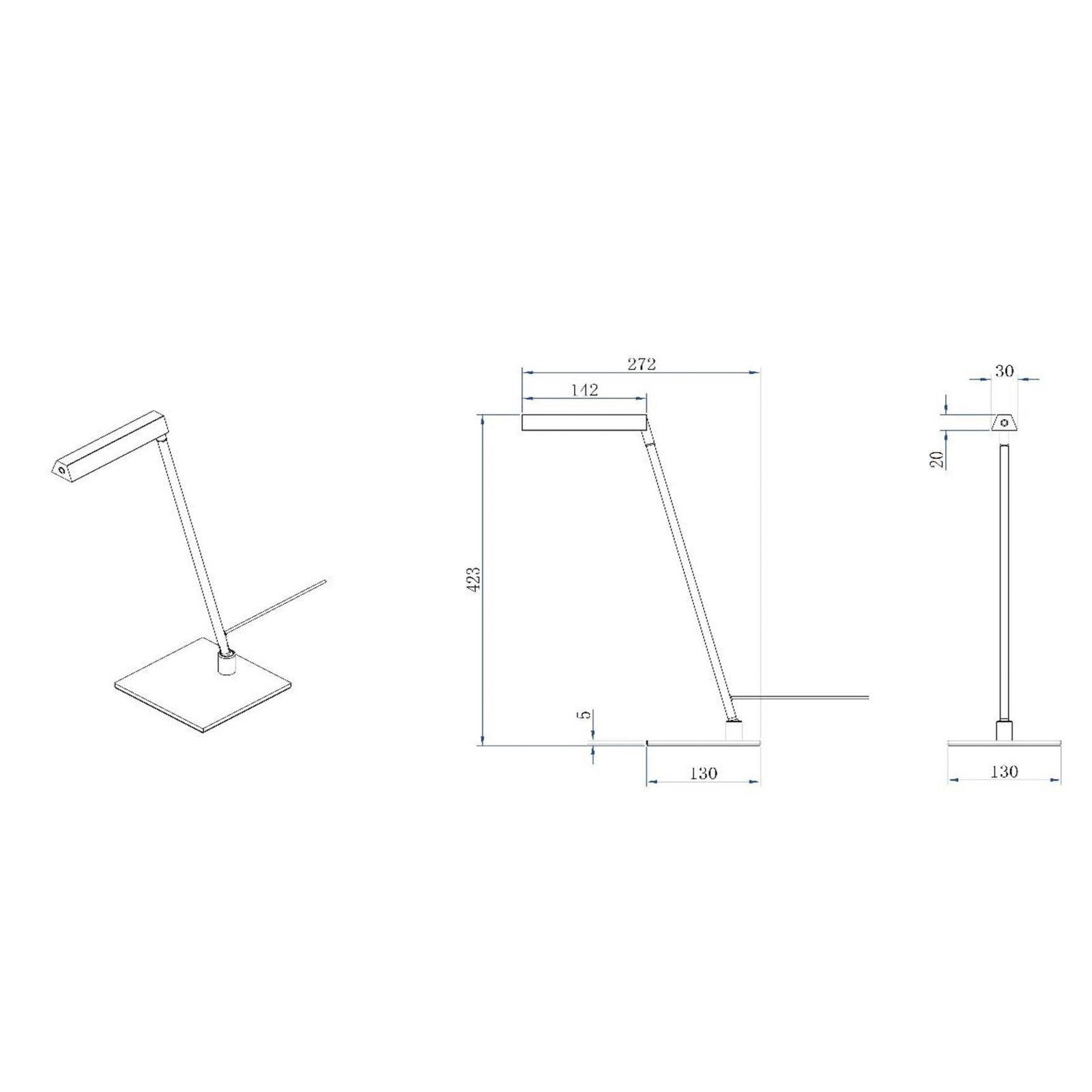 Lavale LED tafellamp, turkoois, dimbaar, hoogte 42 cm