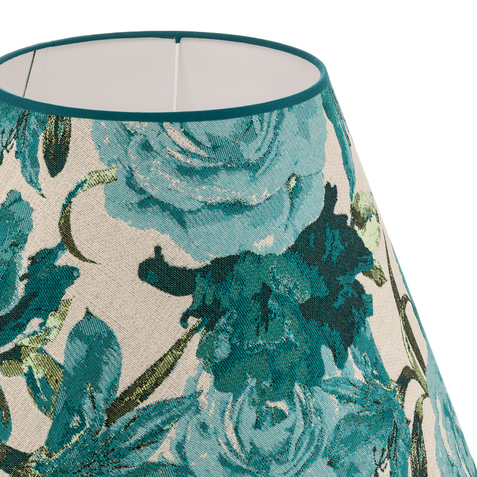 Abajur Sofia Altura 31 cm, padrão floral turquesa