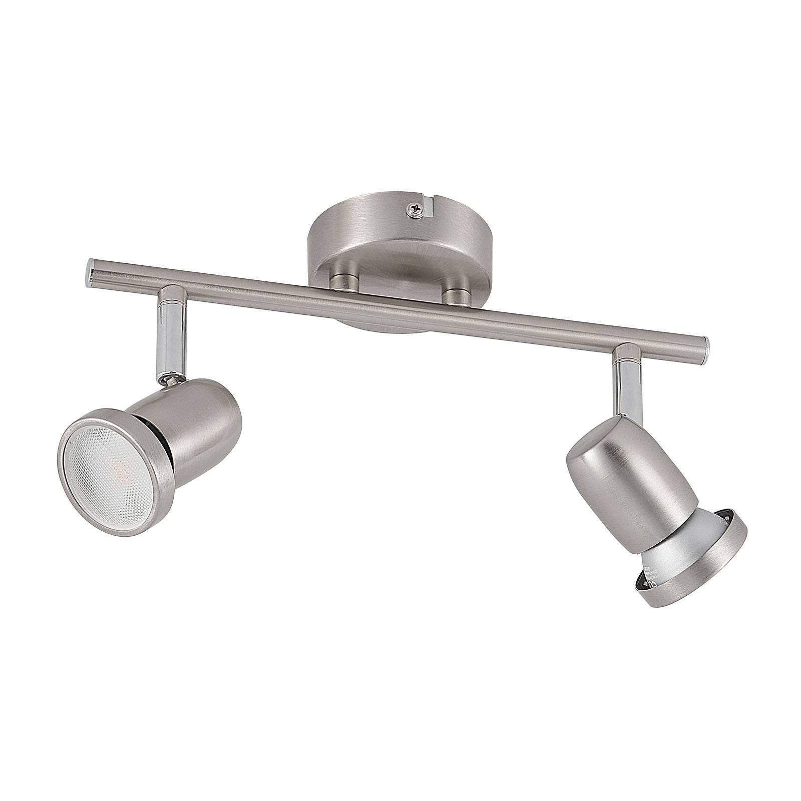 ELC Simano LED ceiling spotlight, nickel, 2-bulb, for Living / Dining Room, iron, GU10, 5 W, L: 27.5 cm, W: 8 cm, H: 13.3 cm