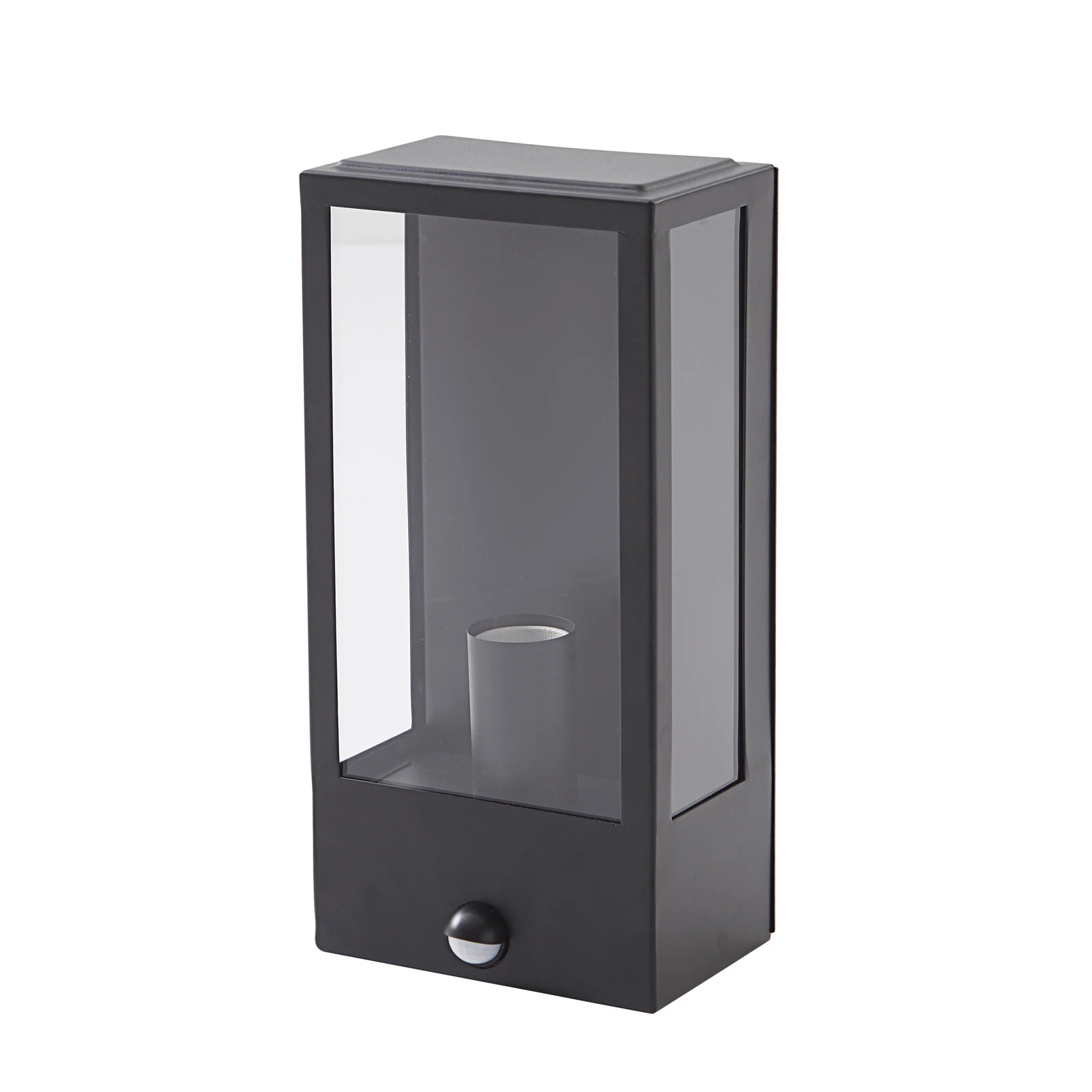 Lindby Außenwandleuchte Ilana, schwarz, Sensor, IP44, E27