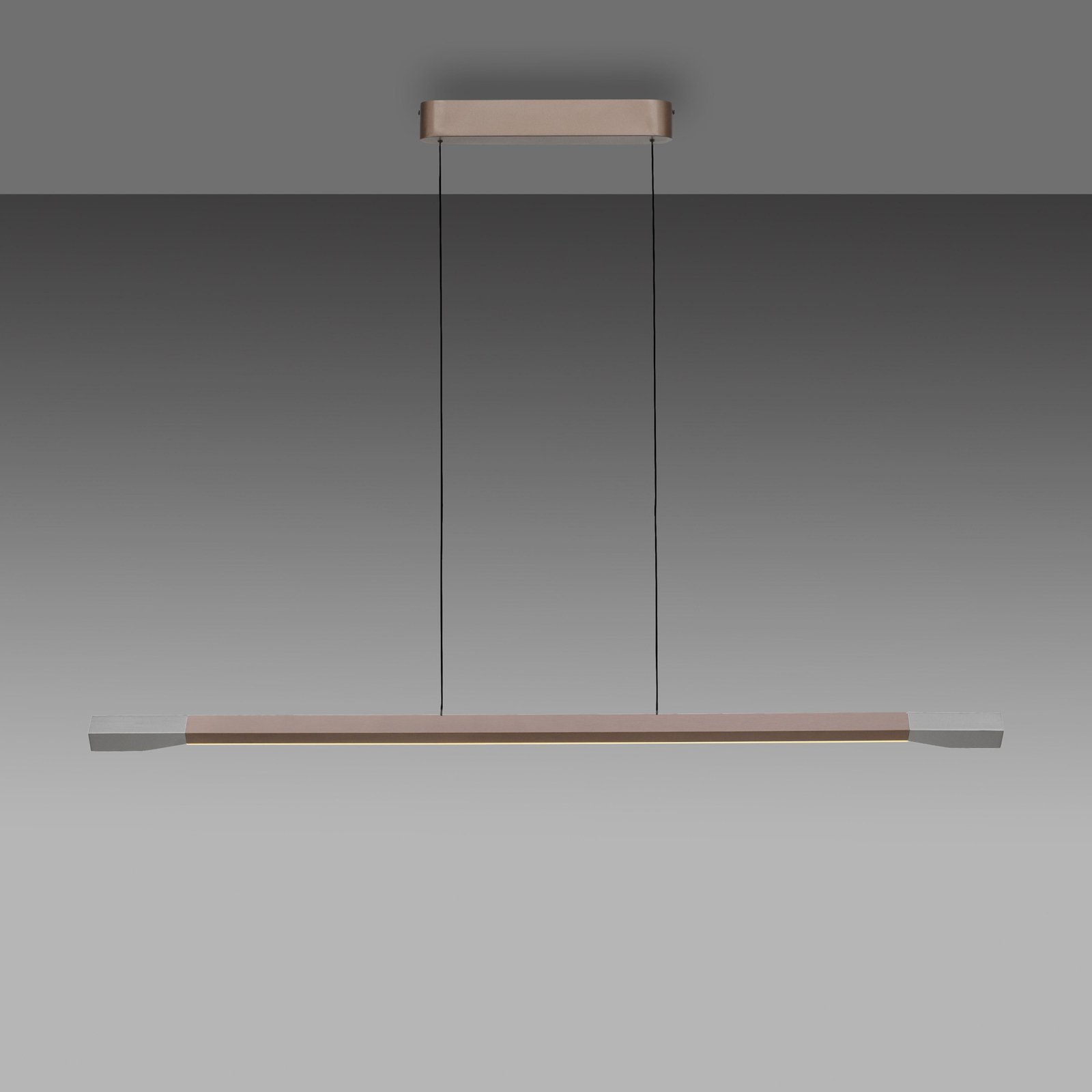 Paul Neuhaus LED viseća lampa Hoop, smeđa, 128 cm, prigušiva