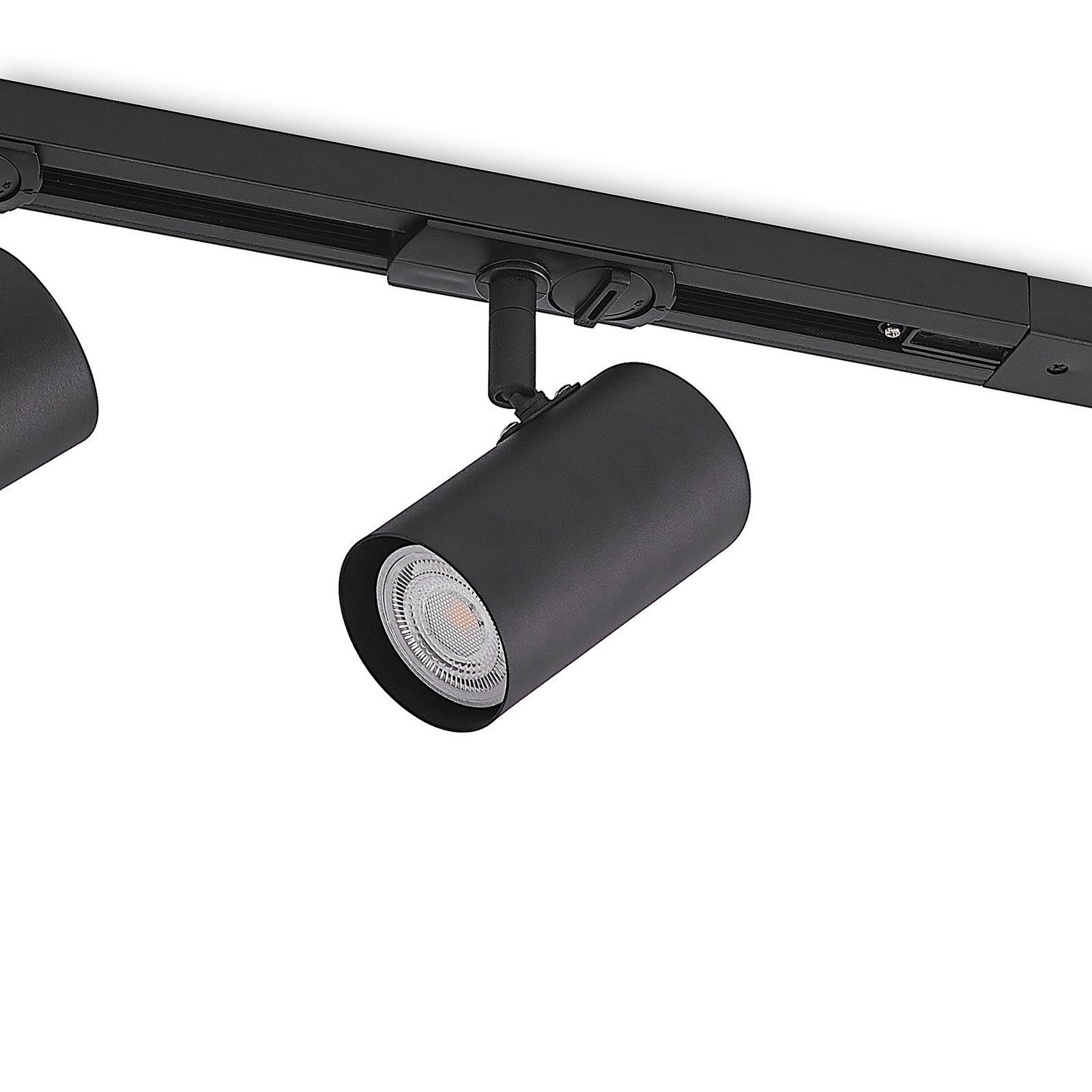 Railsystem Linaro, GU10, 4-lamps, zwart, Ø 6 cm