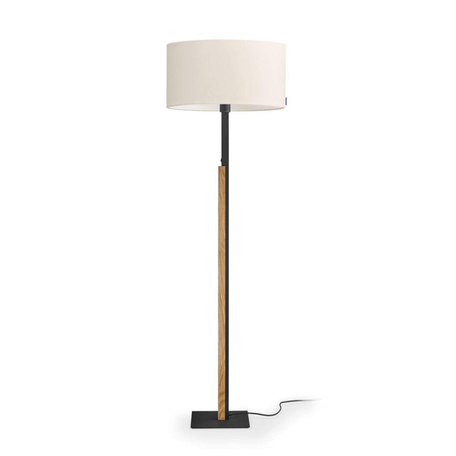 HerzBlut vloerlamp Arian, geolied eikenhout, kap crème