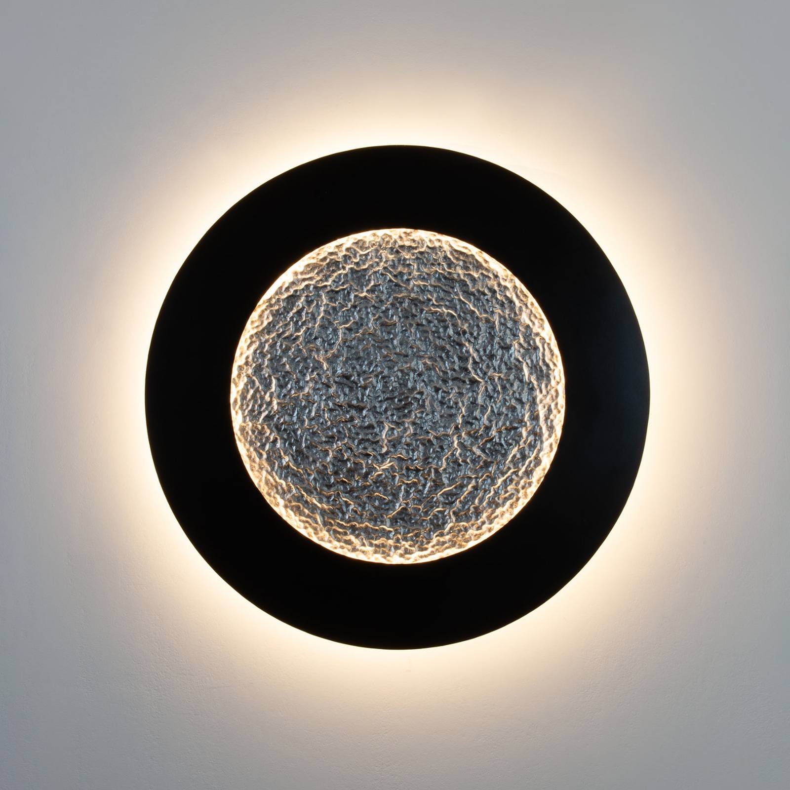 Holländer led-es fali lámpa luna pietra, barna-fekete/ezüst, ø 80 cm