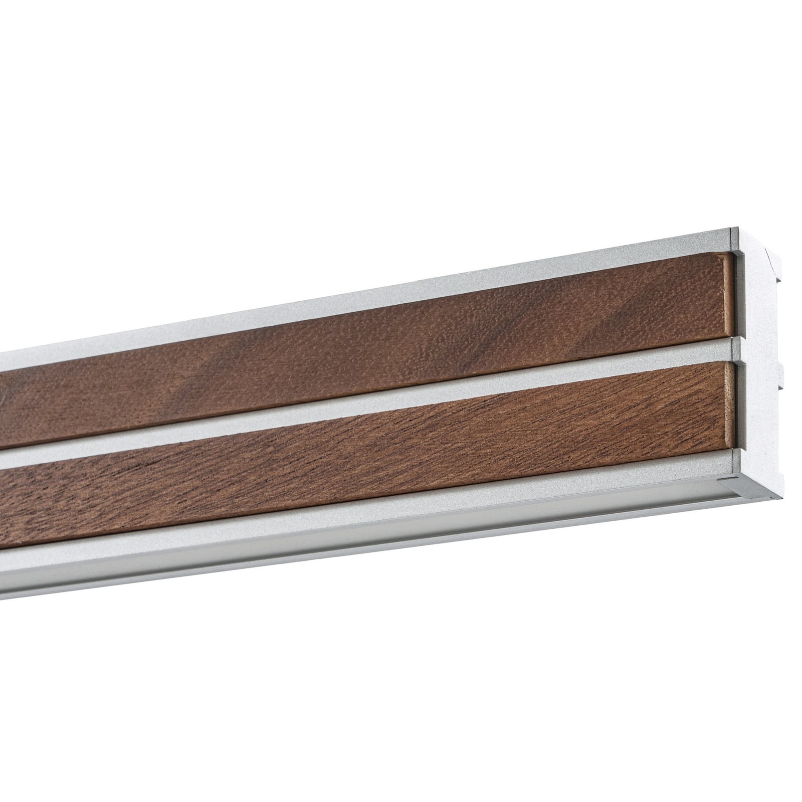 Quitani LED hanglamp Lisene, walnoot/zilver CCT 117 cm, dimbaar