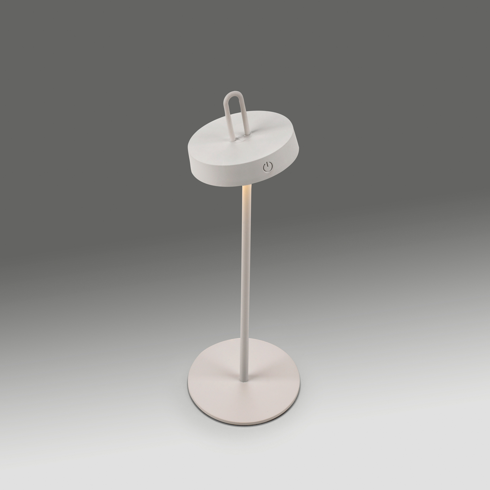 JUST LIGHT. Lampe de table LED rechargeable Amag, blanc, fer, IP44