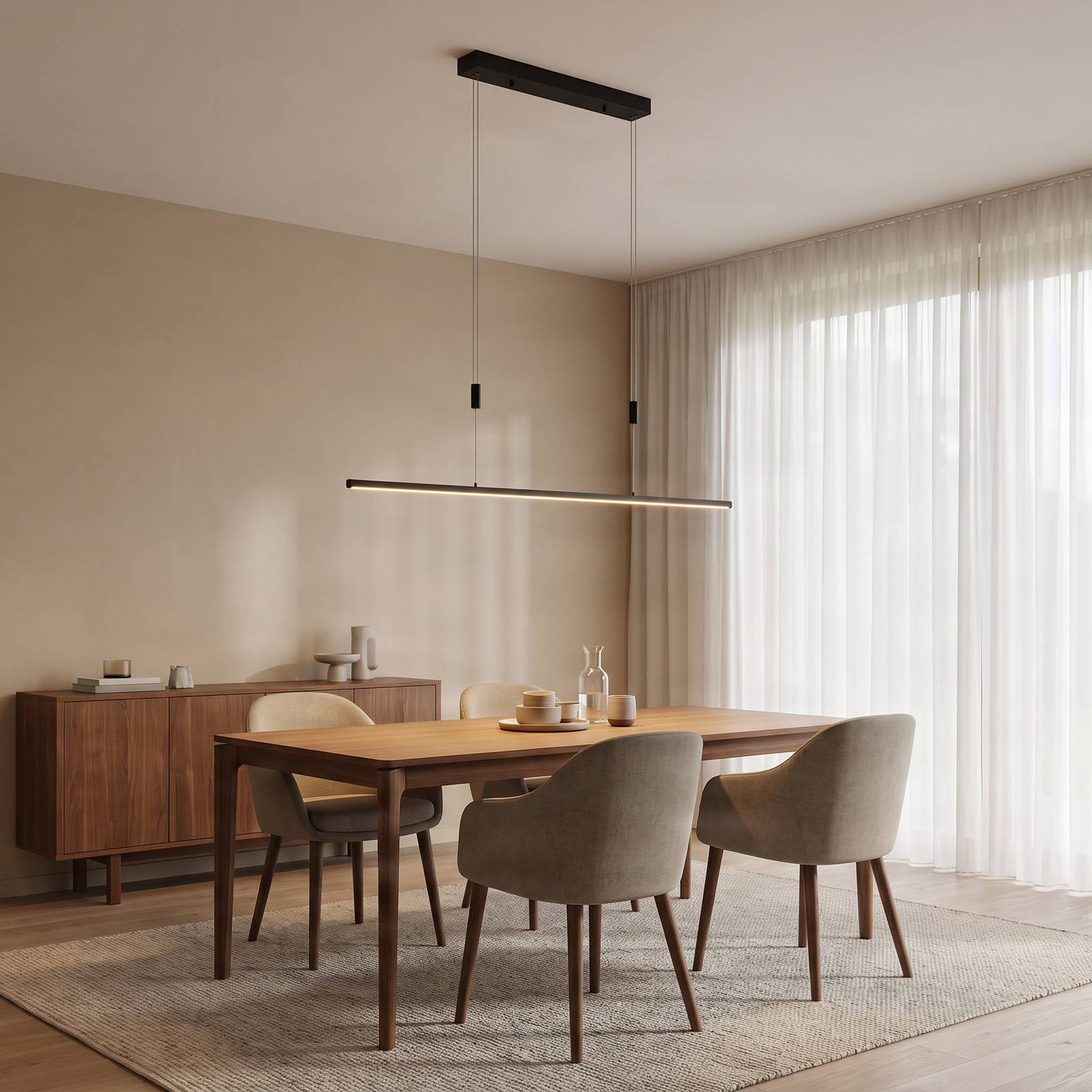 Lampa wisząca LED Lucande Stakato, 120 cm, 6-punktowa, ściemniana