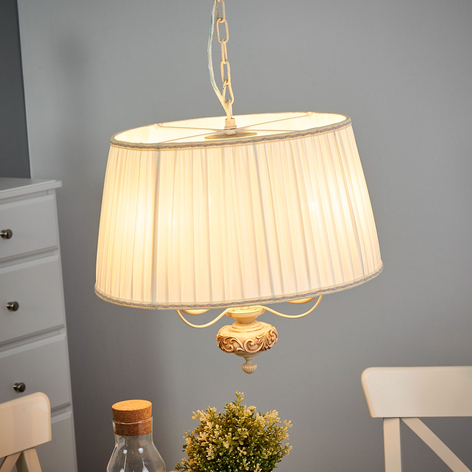 Kremfarget sateng hengende lampe Olivia