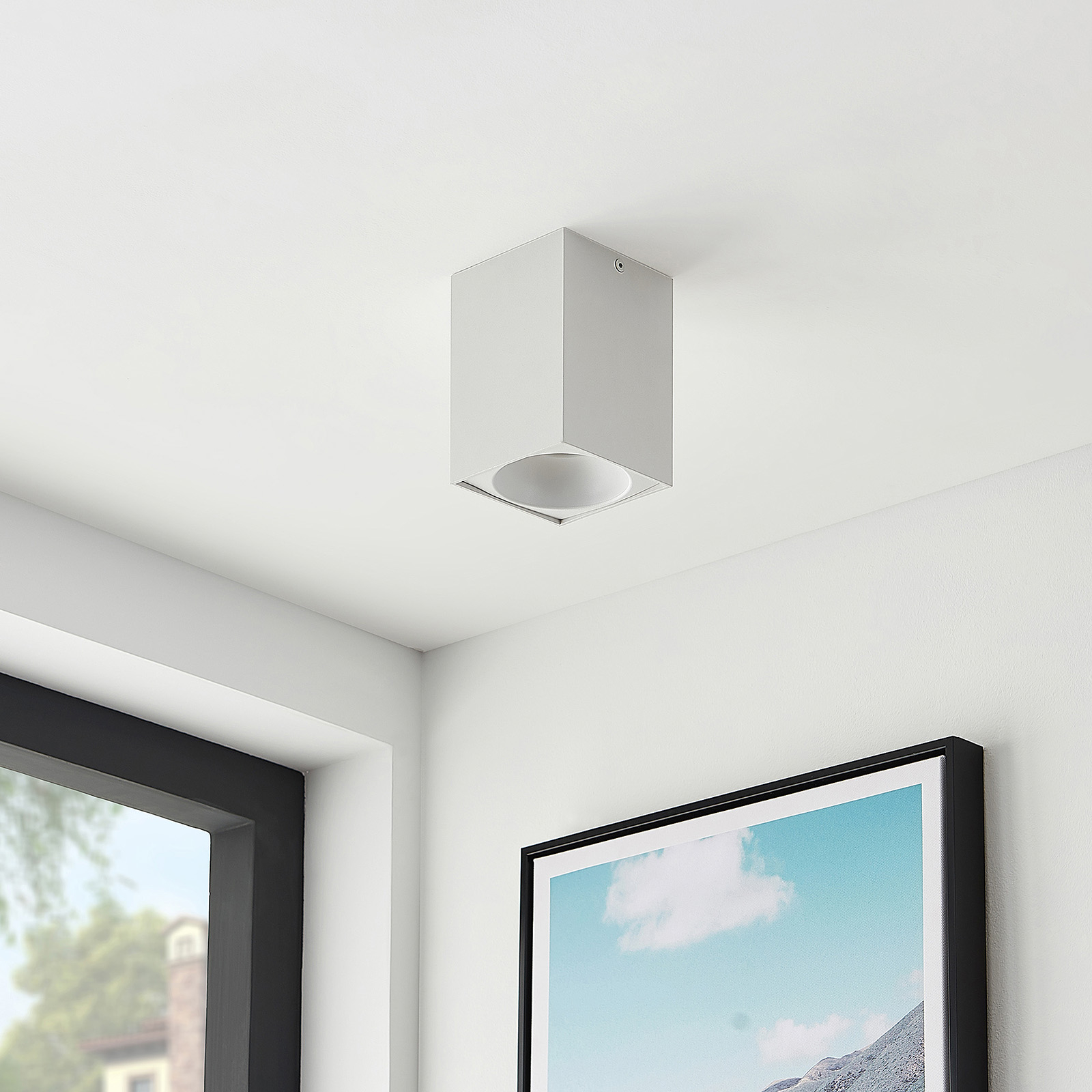 Arcchio Hinka ceiling light, angular, 14 cm, white