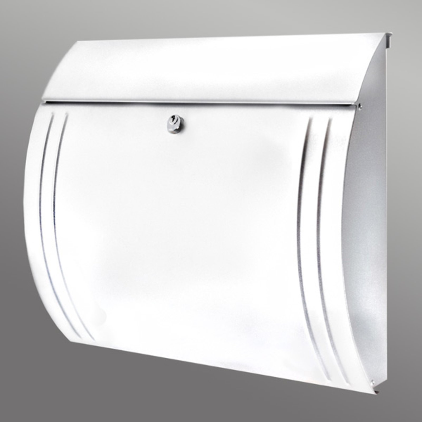 Modena steel letter box, beautiful shape, white