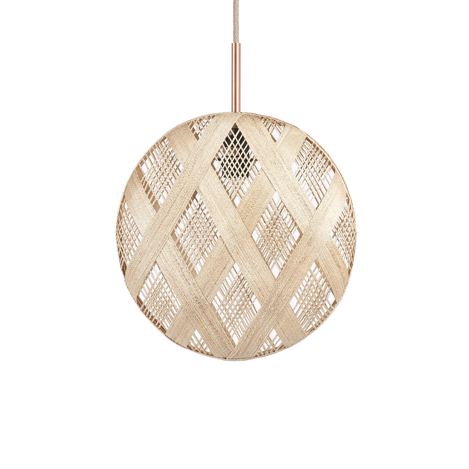 Forestier Chanpen M Diamant pendant light, natural, for Living / Dining Room, hemp, E27, 60 W, energy efficiency: A++
