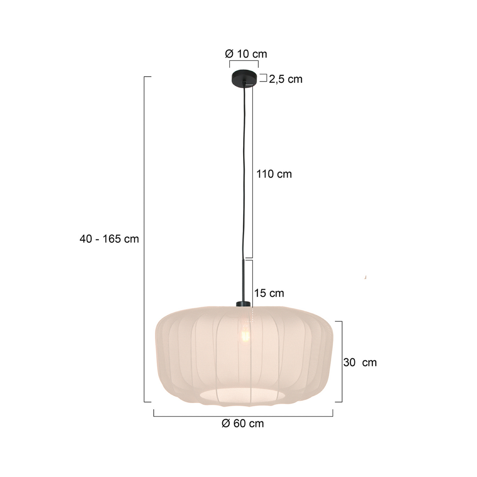 Sparkled Light lógó világítás, krém színű nejlon, Ø 60 cm, E27