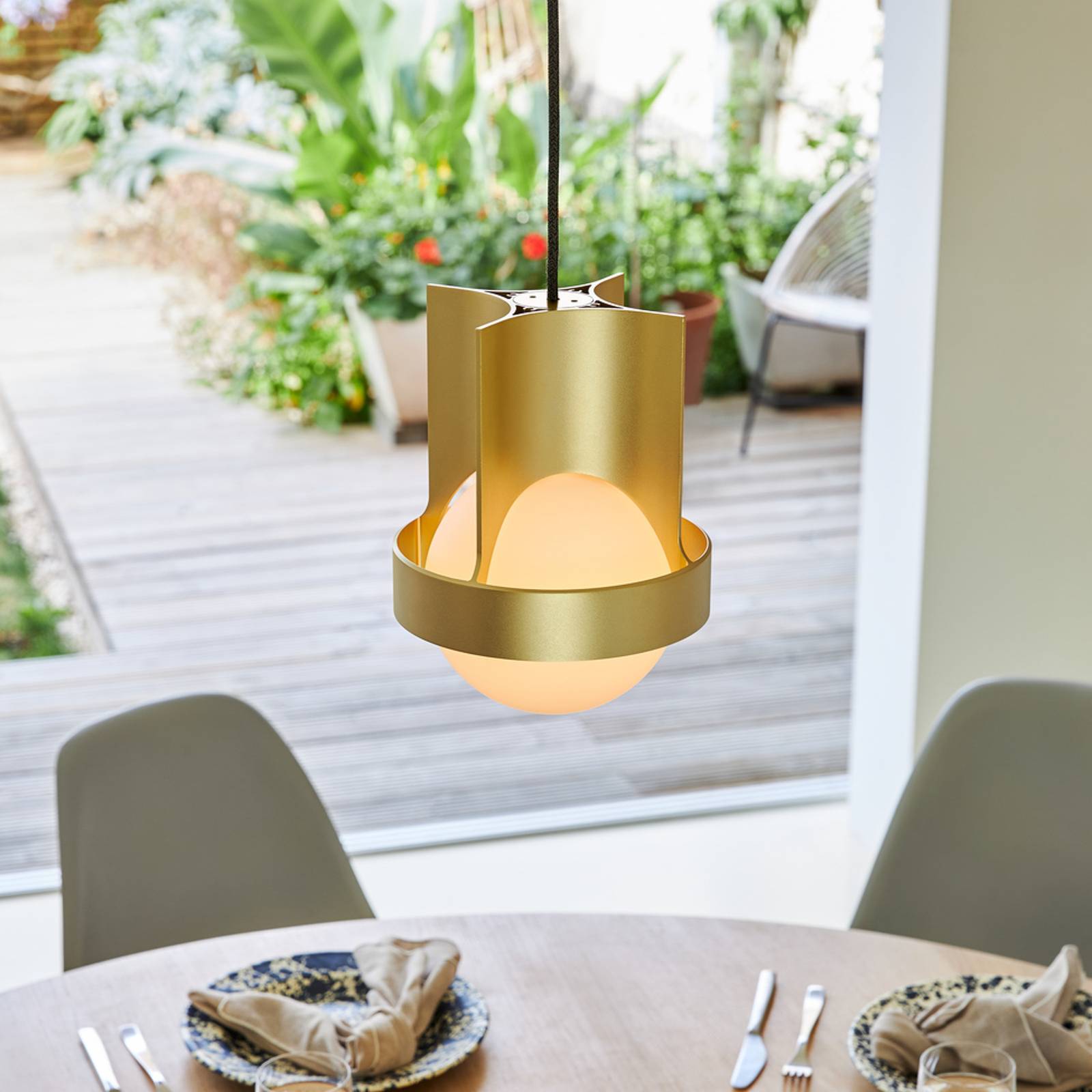 Tala pendellampa Loop Large aluminium LED-glob guld