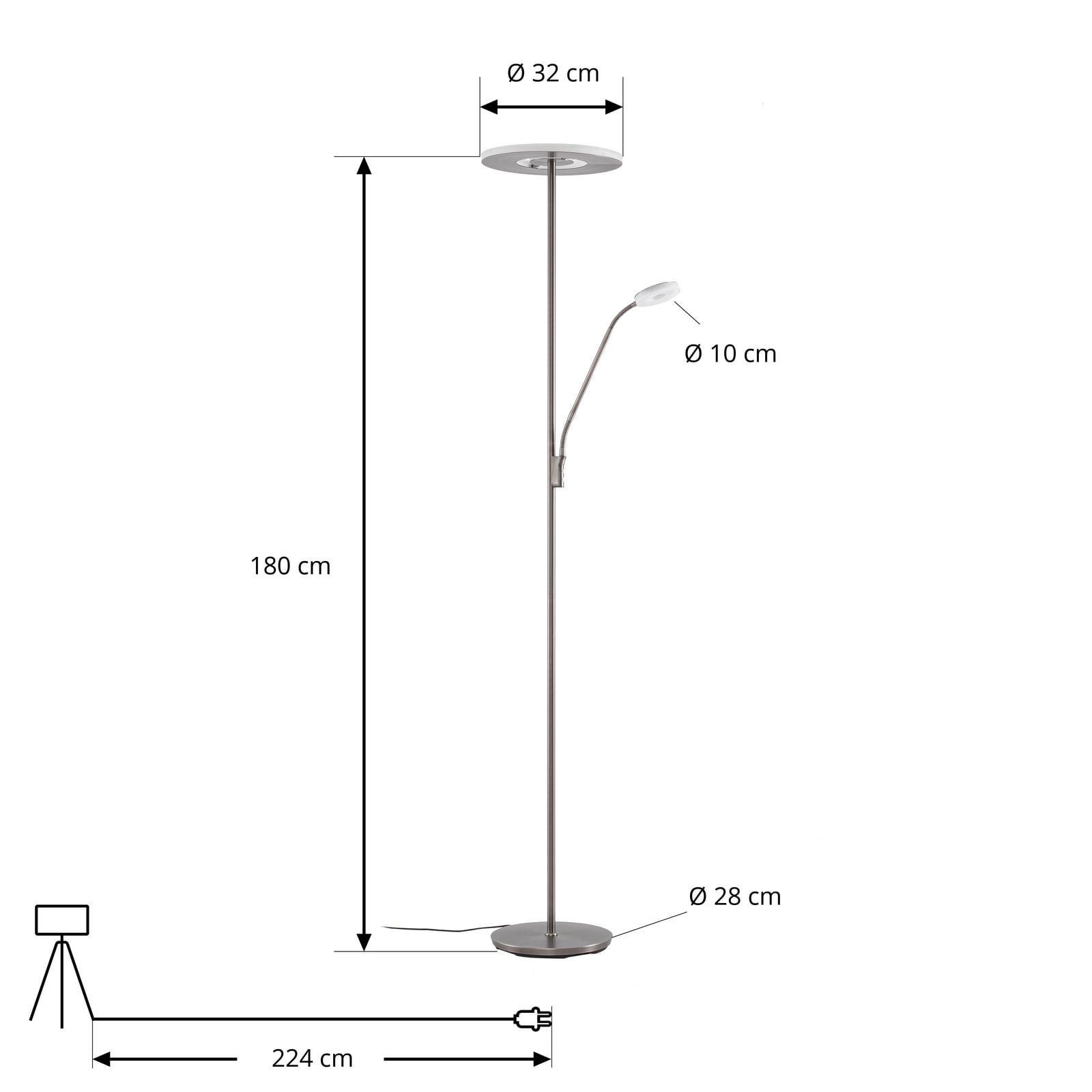 Raymond LED-golvlampa, läslampa, 180 cm, titanfärgad, metall, CCT – Lucande Raymond LED-golvlampa, läslampa, 180 cm, titanfärgad, metall, CCT – Lucande