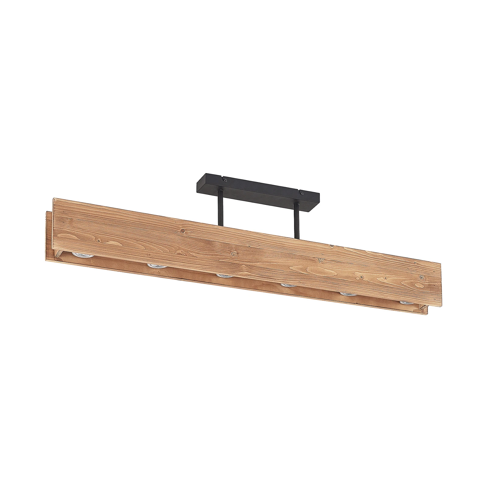 Plafoniera Lindby Malwin, GU10, lunghezza 100 cm, a 6 luci, legno