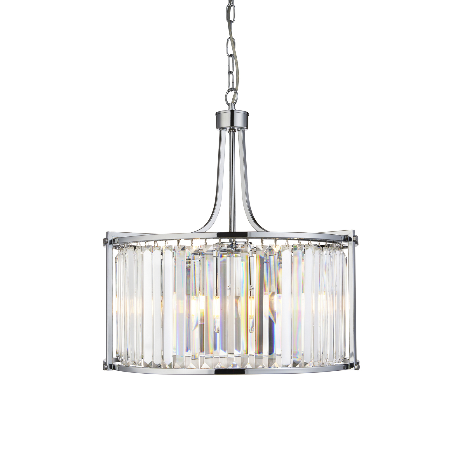 Victoria pendant light, chrome-coloured, crystal glass, 50 cm, E27