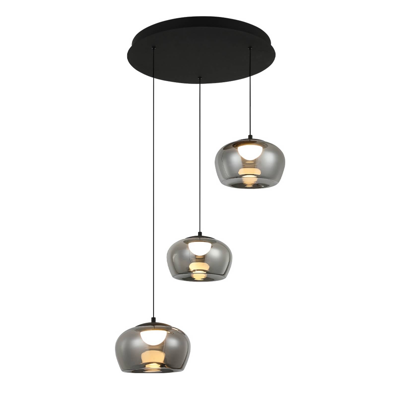 4339100 Viokef Nadia Led Hanging Light, Ø 48 Cm, Smoky Grey, Glass, 3-Bulb