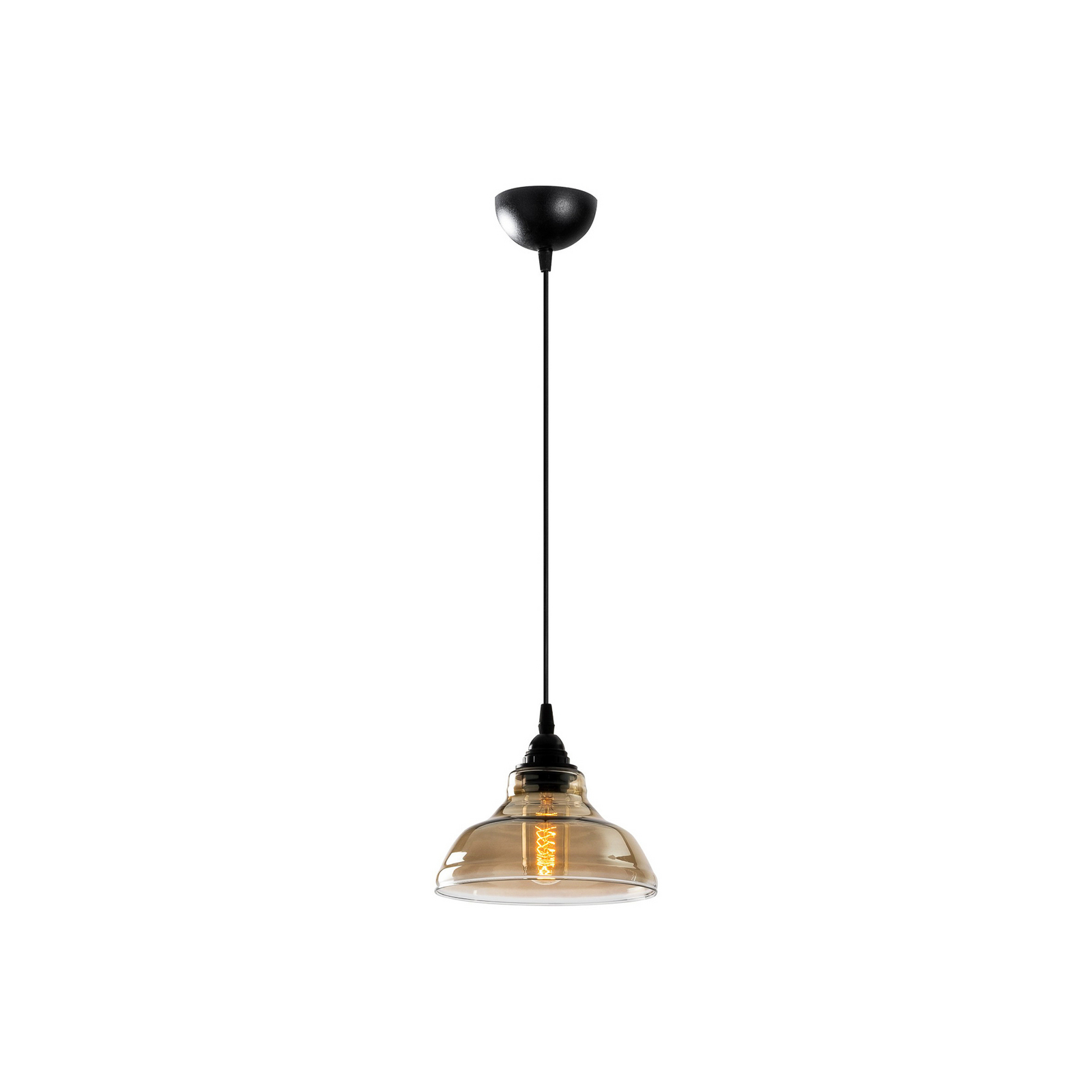 Candeeiro suspenso Dilberay 321-S 1 lâmpada vidro âmbar/preto Ø 20 cm