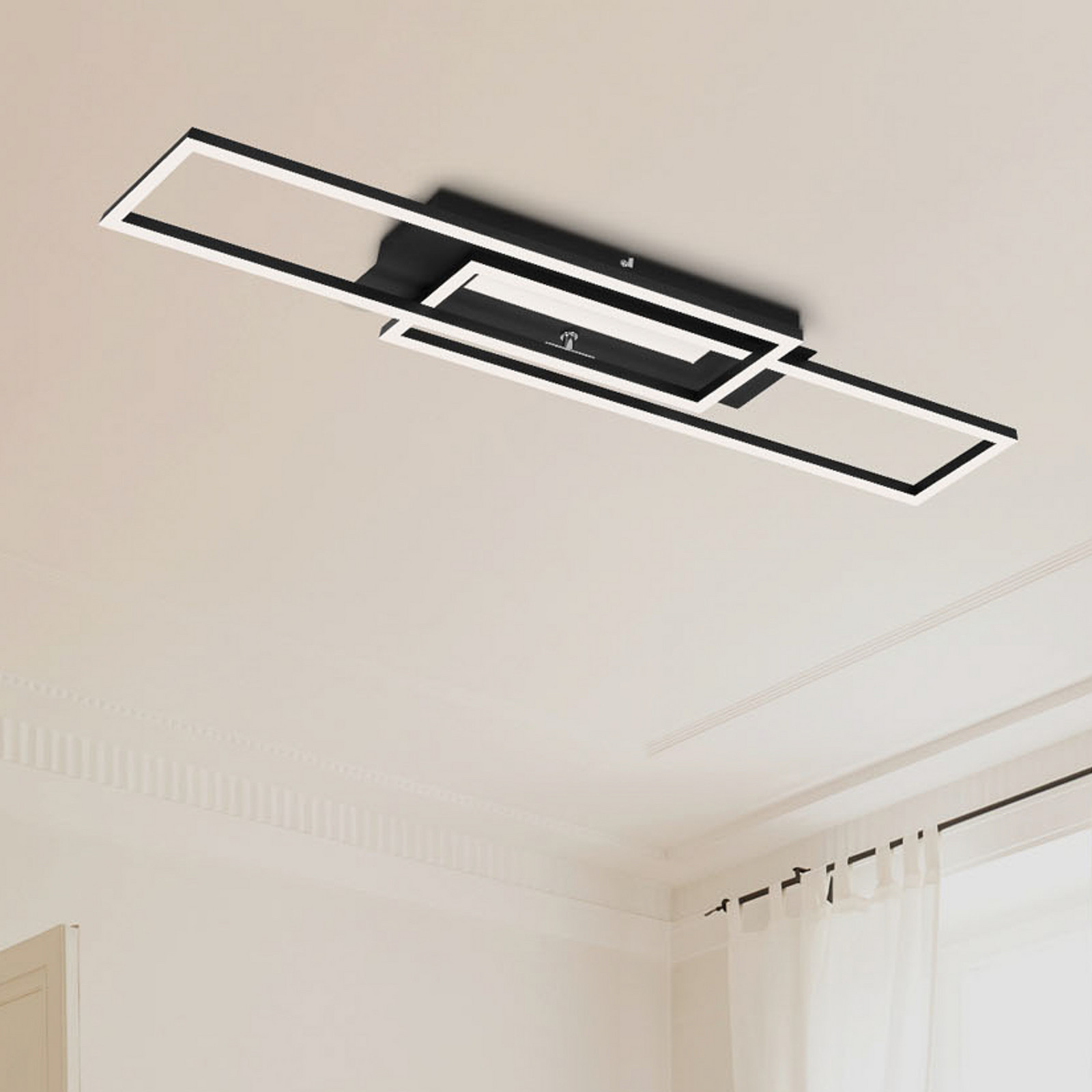 Briloner Frame Mid plafonieră LED 3.000 K neagră - Camera de zi / sufragerie - modern - negru - Metal