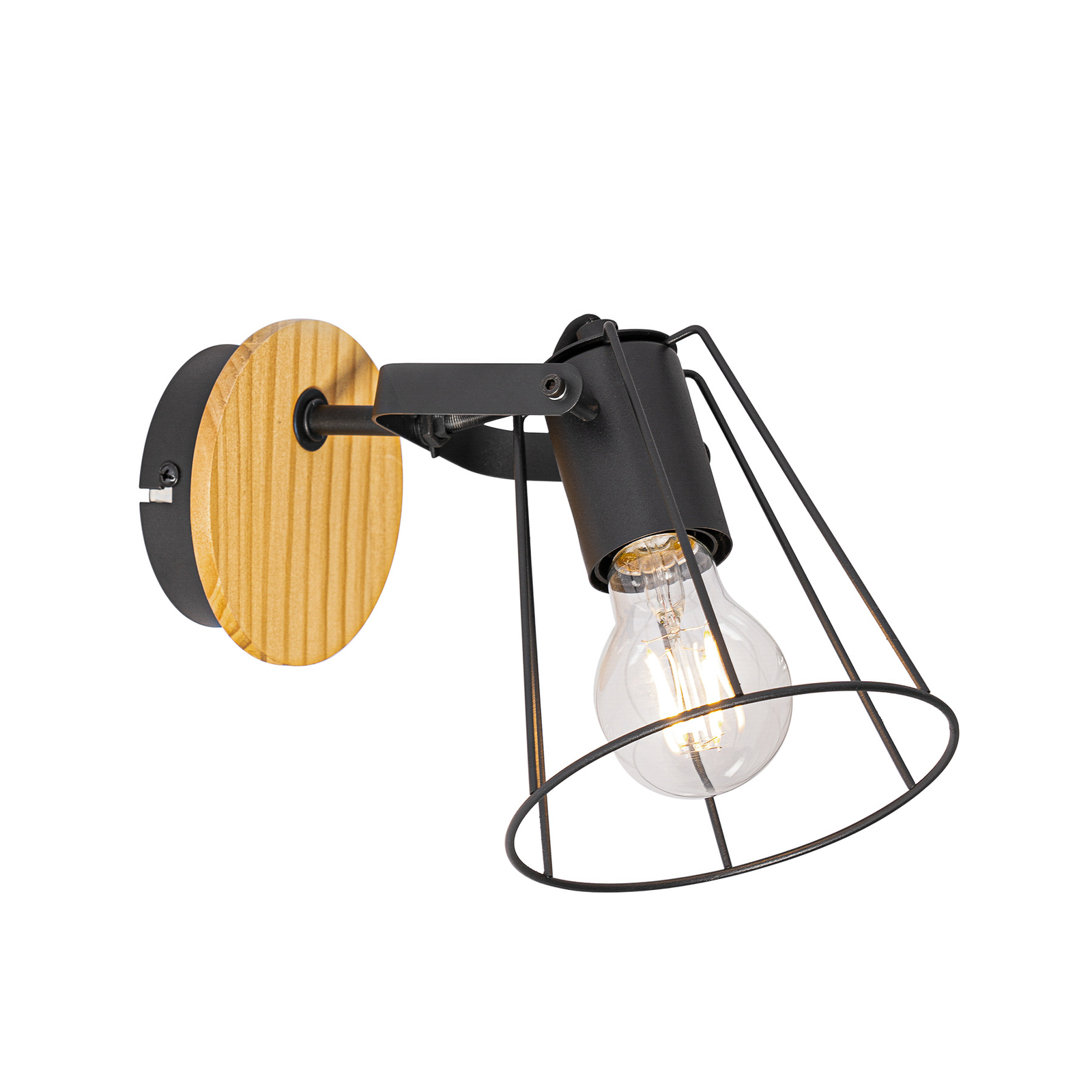 Projetor Lindby Riano, gaiola, preto, lâmpada única