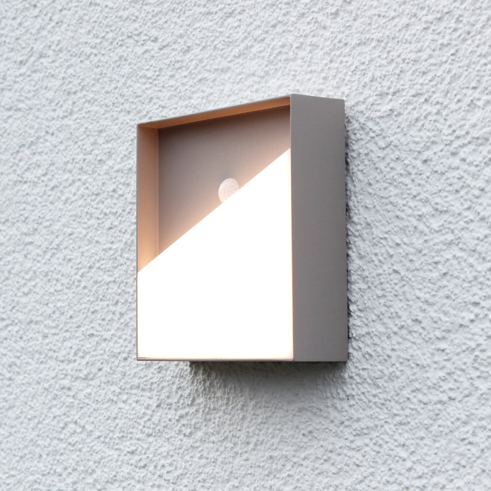 Aplique de parede recarregável Meg LED, cor de areia, 15 x 15 cm, sensor